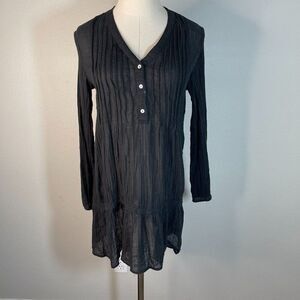 Jacqueline de Yong M Medium Gauzy Tunic Top Shirt Black